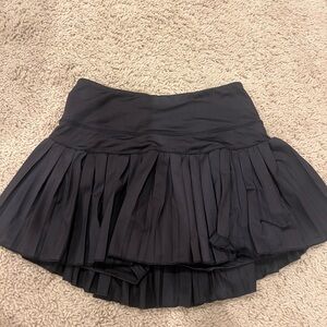 Black Mini Skater Skirt with Pleated High-Low Design
